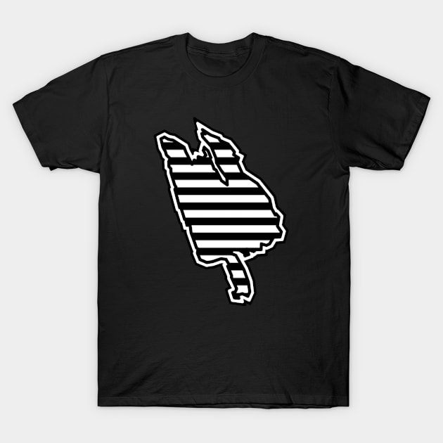 Thetis Island Silhouette in Black and White Stripes - Simple Line Pattern - Thetis Island T-Shirt by Bleeding Red Paint